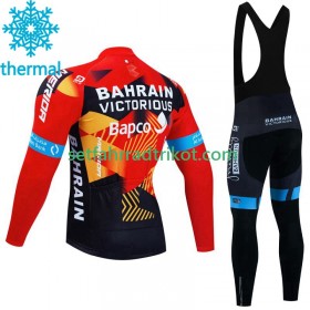 Bahrain Victorious Radbekleidung Radtrikot Langarm + Lang Trägerhose Winter Thermal Fleece 2023